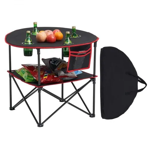 VEVOR Klapptisch Buffettisch tragbarer Allzwecktisch 72 x 72 cm, wasserfester Tisch aus 600D-Oxford-Gewebe mit Tragetasche & 4 Getränkehaltern, Gartentisch Campingtisch für Partys Picknick Schwarz VEVOR Klapptisch Buffettisch tragbarer Allzwecktisch 72 x 72 cm, wasserfester Tisch aus 600D-Oxford-Gewebe mit Tragetasche & 4 Getränkehaltern, Gartentisch Campingtisch für Partys Picknick Schwarz