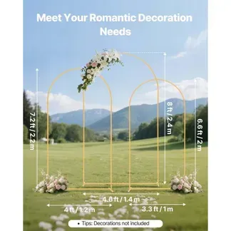VEVOR Hochzeitsbogen, 3er-Set, 2,4/2,2/2m Hintergrundständer, goldfarbener Metall-Ballonbogen für Hochzeiten, Geburtstagsfeiern, Abschlussfeiern, Feiertage & Zeremoniendekoration VEVOR Hochzeitsbogen, 3er-Set, 2,4/2,2/2m Hintergrundständer, goldfarbener Metall-Ballonbogen für Hochzeiten, Geburtstagsfeiern, Abschlussfeiern, Feiertage & Zeremoniendekoration