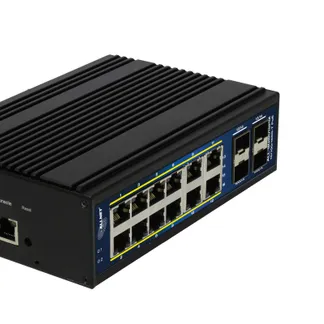 ALLNET Switch industrial smart managed Layer2+ 16 Port GbE • PoE Budget 360W • 12x PoE+ • 4x SFP • Lüfterlos • DIN • ALL-SGI8016PM ALLNET Switch industrial smart managed Layer2+ 16 Port GbE • PoE Budget 360W • 12x PoE+ • 4x SFP • Lüfterlos • DIN • ALL-SGI8016PM