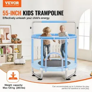 VEVOR Kindertrampolin Trampolin Mini Freizeittrampolin 147 cm für Kleinkinder mit Sicherheitsnetz & Basketballkorb, Geburtstagsgeschenk Weihnachtsspielzeug für Kinder ab 3 Jahren Blau VEVOR Kindertrampolin Trampolin Mini Freizeittrampolin 147 cm für Kleinkinder mit Sicherheitsnetz & Basketballkorb, Geburtstagsgeschenk Weihnachtsspielzeug für Kinder ab 3 Jahren Blau