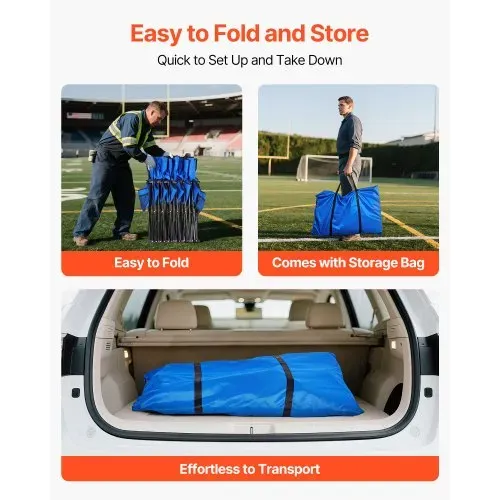 VEVOR tragbare Mannschaftsbank Sitzbank Campingbank (4 Personen) mit Seitentaschen & Tragetasche, Klappbank mit Rückenlehne, Seitenbank Seitensitzbank für Fußball Baseball Outdoor Blau – Bild 3