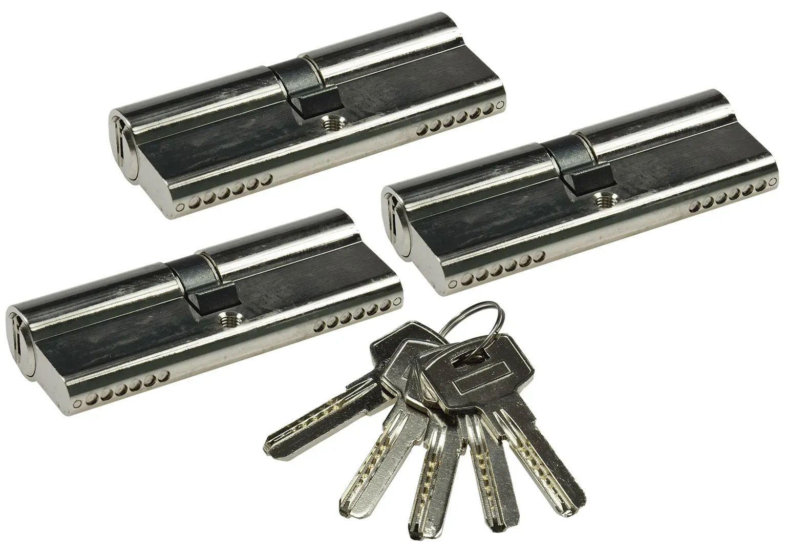 Schließzylinder-Set 3x 80mm (40+40mm) Profil-Zylinder, 5 Sicherheits-Schlüssel Schließzylinder-Set 3x 80mm (40+40mm) Profil-Zylinder, 5 Sicherheits-Schlüssel