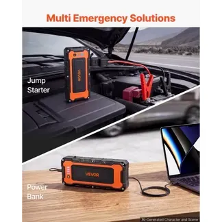 VEVOR Auto Starthilfe Powerbank 5000 A Spitzenleistung 12 V Tragbar Schwarz für Benzinmotoren bis 9 L / Dieselmotoren bis 8,0 L, 3-Modus-LED-Notfalltaschenlampe, USB-Ausgang, Gehäuse aus ABS & PC VEVOR Auto Starthilfe Powerbank 5000 A Spitzenleistung 12 V Tragbar Schwarz für Benzinmotoren bis 9 L / Dieselmotoren bis 8,0 L, 3-Modus-LED-Notfalltaschenlampe, USB-Ausgang, Gehäuse aus ABS & PC