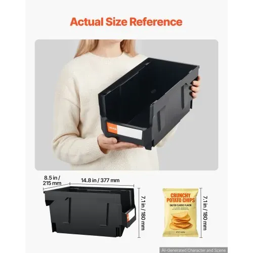 VEVOR Stapelboxen, 377 x 215 x 180 mm (12er-Pack), Sichtlagerboxen, Sichtlagerkasten zum Organisieren & Aufbewahren von Kleinteilen, Bürobedarf & anderem Zubehör, schwarz & transparent VEVOR Stapelboxen, 377 x 215 x 180 mm (12er-Pack), Sichtlagerboxen, Sichtlagerkasten zum Organisieren & Aufbewahren von Kleinteilen, Bürobedarf & anderem Zubehör, schwarz & transparent