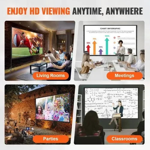 VEVOR Projektion Beamer Leinwand mit Ständer 381 cm HD 4K Outdoor Indoor Projektor Screen Schnelles Klappbare Tragbare Filmleinwand 16: 9 für Heimkino, Camping und Freizeitveranstaltungen Schwarz – Bild 5