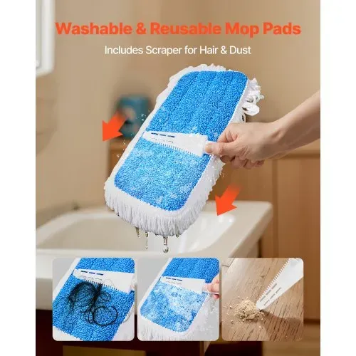 VEVOR Sprühwischer Bodenwischer mit 3 wiederverwendbaren waschbaren Wischpads, Sprühmopp mit nachfüllbaren 800 ml Wassertank & Sprühfunktion für Reinigung von Fliesenböden Vinylböden Holzböden – Bild 5