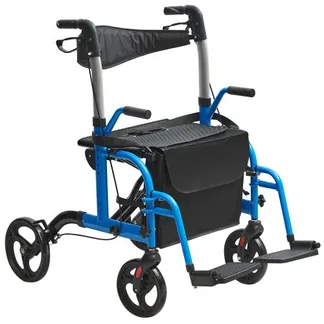 VEVOR 2-in-1 Rollator und Transportstuhl für Senioren zusammenklappbare Rollator-Rollstuhl-Kombination und Fußstützen leichter Aluminium-Rollator mit verstellbarem Griff All-Terrain-Räder 136 kg Blau VEVOR 2-in-1 Rollator und Transportstuhl für Senioren zusammenklappbare Rollator-Rollstuhl-Kombination und Fußstützen leichter Aluminium-Rollator mit verstellbarem Griff All-Terrain-Räder 136 kg Blau