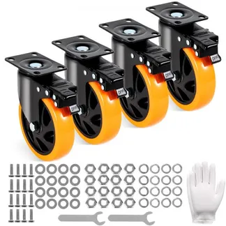 VEVOR Möbelrollen 4er-Set Lenkrollen PVC φ127mm Laufrollen 816kg Tragfähigkeit Transportrollen mit A/B-Bremsen Kastenrollen 360° Drehbar Schwerlastrollen für Häusern Büros Studios Fabriken VEVOR Möbelrollen 4er-Set Lenkrollen PVC φ127mm Laufrollen 816kg Tragfähigkeit Transportrollen mit A/B-Bremsen Kastenrollen 360° Drehbar Schwerlastrollen für Häusern Büros Studios Fabriken