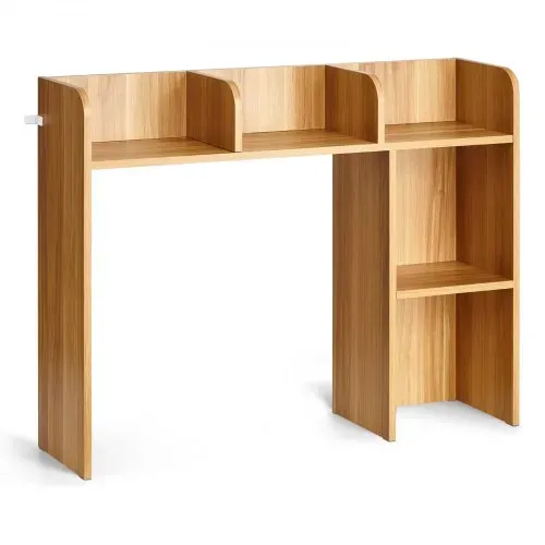 VEVOR Schreibtisch Bücherregal 2-stufiger Organizer (94,5 x 24,1 x 73,4 cm) Tischregale Schreibtisch Organizer Ausstellungsregal aus Spanplatten mit rutschfesten Füßen, für Büro Wohnheim, Holzfarbe – Bild 10