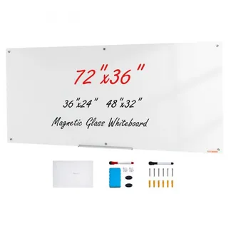 VEVOR Magnetisches Glas-Whiteboard, Wandtafel Trocken Abwischbare Tafel 1829 x 915 cm, Wandmontiertes Weißes Glasboard ohne Rahmen, mit Stiftablage, einem Radiergummi& 2 Stiften, Magnettafel Weiß VEVOR Magnetisches Glas-Whiteboard, Wandtafel Trocken Abwischbare Tafel 1829 x 915 cm, Wandmontiertes Weißes Glasboard ohne Rahmen, mit Stiftablage, einem Radiergummi& 2 Stiften, Magnettafel Weiß
