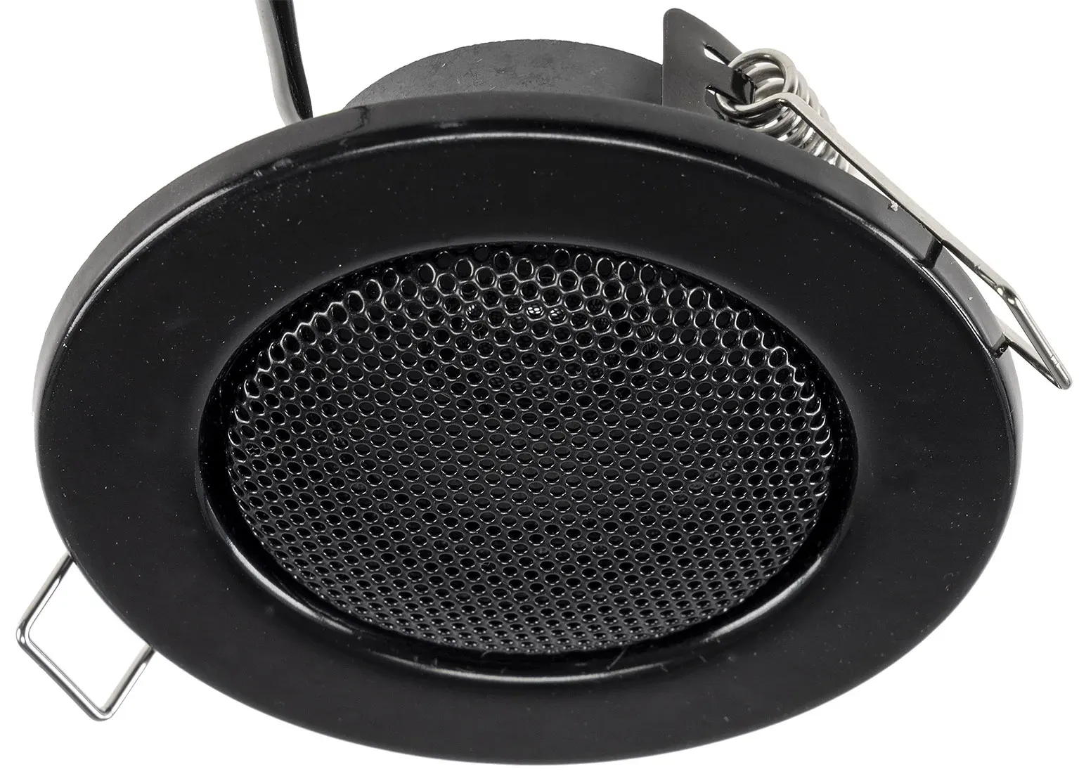Decken-Einbaulautsprecher „CTE-8W“ Halogen-Look, 8cm Ø, 6cm Einbau, schwarz Decken-Einbaulautsprecher „CTE-8W“ Halogen-Look, 8cm Ø, 6cm Einbau, schwarz