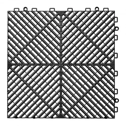 VEVOR Ineinandergreifende Drainagematten (50-tlg.) 31 x 31 cm, Garagenbodenfliesen Rutschfeste Klickfliesen aus PP, Modularer Garagenboden für Bad Küche Pool Außenbereich, Selbstentwässernd, Schwarz – Bild 10