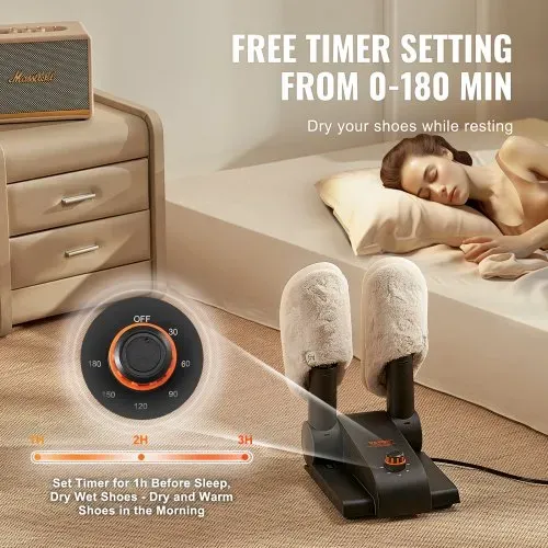 VEVOR 180° Faltbarer 2-Röhren Schuhtrockner Stiefeltrockner Schwarz & Orange – Bild 2