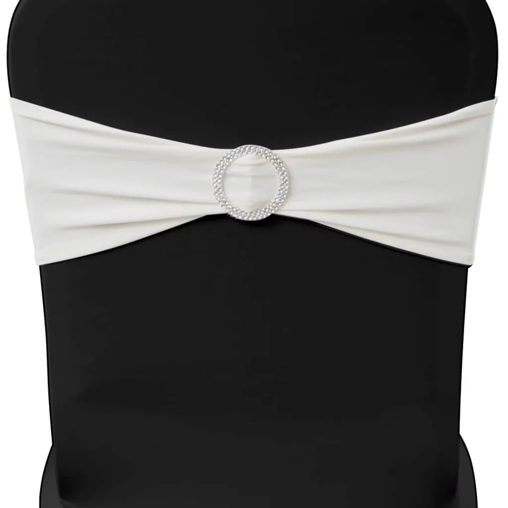 vidaXL 25 x Stretch Stuhlschleifen + Diamant Schnalle cremefarben – Bild 3