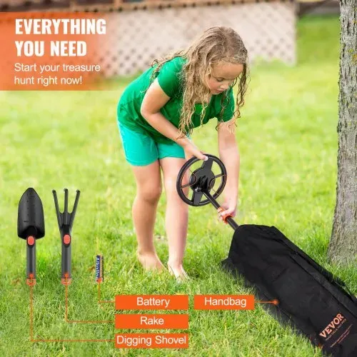 VEVOR Metalldetektor Kit für Kinder Multifunktionaler Profi-Detektor mit 2 Modi Metallsuchgerät wasserdichte 15,2cm Spule für Größere Tiefe, mit Schaufel und Tragetasche – Bild 5