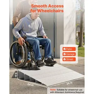 VEVOR Türschwellenrampe, 677x865x138 mm, Rollstuhlrampe aus Aluminiumlegierung mit einer Tragkraft von 360 kg, Bordsteinrampen für Heimtreppen für Rollstühle Roller Gehhilfen Fahrräder Dreiräder VEVOR Türschwellenrampe, 677x865x138 mm, Rollstuhlrampe aus Aluminiumlegierung mit einer Tragkraft von 360 kg, Bordsteinrampen für Heimtreppen für Rollstühle Roller Gehhilfen Fahrräder Dreiräder