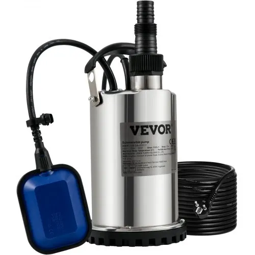 VEVOR Schmutzwasserpumpe 550W Tauchpumpe 230V Gartenpumpe Durchfluss 9500L/h Schmutzwassertauchpumpe IPX8 Auslass zuschneidbar zum Pumpen von Wasser aus Schwimmbädern Teichen Kellern VEVOR Schmutzwasserpumpe 550W Tauchpumpe 230V Gartenpumpe Durchfluss 9500L/h Schmutzwassertauchpumpe IPX8 Auslass zuschneidbar zum Pumpen von Wasser aus Schwimmbädern Teichen Kellern