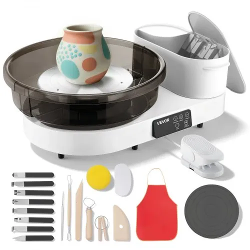 VEVOR Töpferscheibe Elektrisch 450 W, Töpferdrehmaschine 28 cm / 36 cm Drehteller, Töpfermaschine mit Fußpedal & 30–300 U/min Einstellbarer Drehzahl & Aluminiumgehäuse, für Anfänger DIY-Tonkunst VEVOR Töpferscheibe Elektrisch 450 W, Töpferdrehmaschine 28 cm / 36 cm Drehteller, Töpfermaschine mit Fußpedal & 30–300 U/min Einstellbarer Drehzahl & Aluminiumgehäuse, für Anfänger DIY-Tonkunst