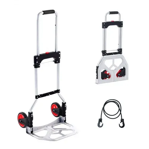 VEVOR Sackkarre Klappbar 80kg Transportkarre aus Aluminiumlegierung und Kunststoff Stapelkarre mit verstellbarem Griff 715-930mm Faltbarer Trolley inkl. Bindeseil kompakte Größe zum Verstauen – Bild 8