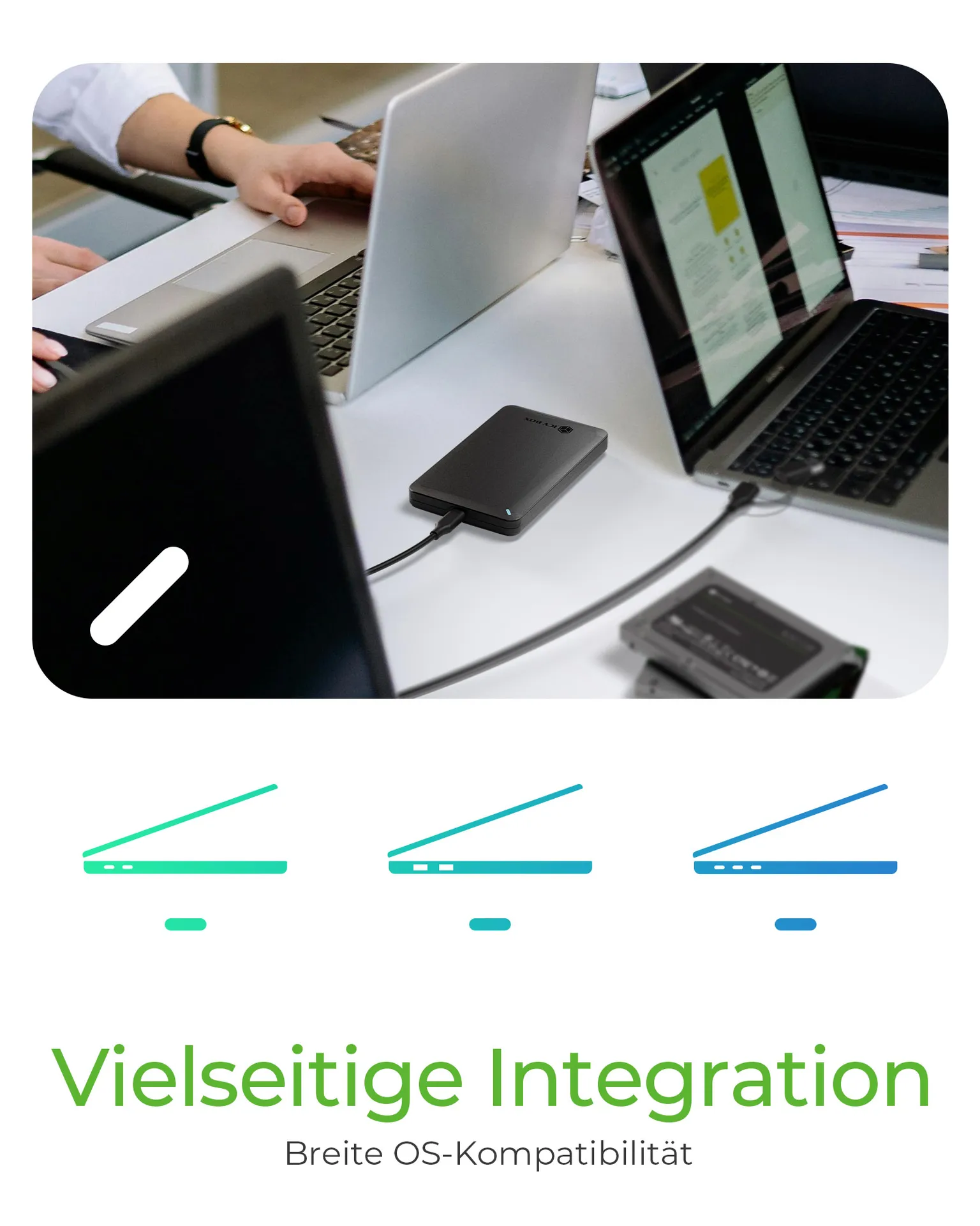 ICY BOX IB-201T-CU31, ext. 2.5" SATA Gehäuse, USB 3.2 Gen 2 bis zu 10 Gbit/s, Werkzeuglos, Kunststoff, schwarz – Bild 3