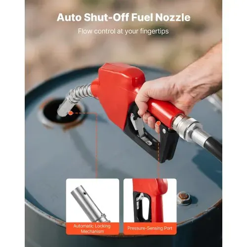 VEVOR Kraftstofftransferpumpe, 230V AC, elektrische Diesel-Transferpumpe, 57L /min, mit automatischer Abschaltung der Kraftstoffdüse, Förderschlauch, für Benzin, Kerosin, Biodiesel, Ethanol-Gemisch – Bild 4