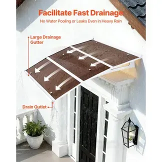 VEVOR Vordach für Haustür 120×100 cm, Pultbogenvordach, Überdachung mit Entwässerung & ABS-Halterung, Regen-, Schnee- & Sonnenschutz, Polycarbonat-Türüberdachung für Veranda & Terrasse, Braun VEVOR Vordach für Haustür 120×100 cm, Pultbogenvordach, Überdachung mit Entwässerung & ABS-Halterung, Regen-, Schnee- & Sonnenschutz, Polycarbonat-Türüberdachung für Veranda & Terrasse, Braun