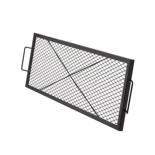 VEVOR 1110 x 380 x 25 mm X-Marks Feuerstellen-Grillrost, Rechteckiger Grillrost, Lagerfeuer-BBQ-Grillrost aus Stahl mit Griff, Tragbares Camping-Kochgeschirr für Partytreffen im Freien, Schwarz – Bild 9
