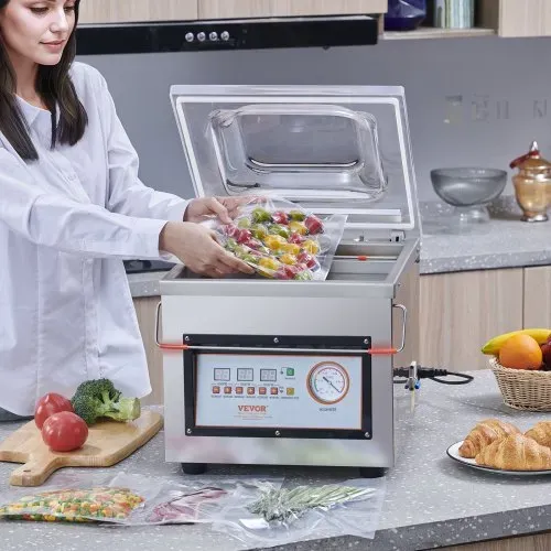VEVOR Kammer-Vakuumierer 320 W Vakuumiergerät für feuchte Lebensmittel Fleisch Marinaden usw. kompakte Größe mit 32 cm Versiegelungslänge Anwendung in der privaten Küche und im gewerblichen Bereich – Bild 7
