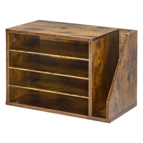 VEVOR Briefablage mit 4 Fächern & Herausnehmbaren Regalböden, Dokumentenablage aus Holz mit Stehsammler, Aktenhalter für Büro Klassenzimmer, Literaturorganizer für Akten Dokumenten Papier, Braun – Bild 10