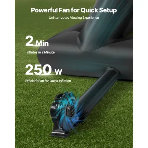 VEVOR aufblasbare Filmleinwand Projektion Beamer Leinwand aus 600D, Projektionsleinwand mit tragbarer Aufbewahrungstasche, 16:9, Filmprojektion für Heimkino Mottoparty Poolspaß (413 x 200 x 330 cm) – Bild 2