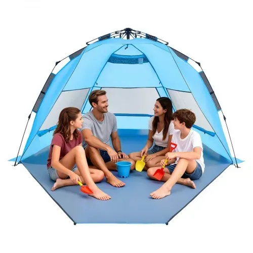 VEVOR Pop-Up Strandmuschel Sonnenschutz für 4 Personen, UPF 50+ Schutz, Tragbares Strandzelt mit Tragetasche & Bodenverankerungen, Leichter Strandsonnenschirm für Camping Angeln Picknick, Sonnenzelt VEVOR Pop-Up Strandmuschel Sonnenschutz für 4 Personen, UPF 50+ Schutz, Tragbares Strandzelt mit Tragetasche & Bodenverankerungen, Leichter Strandsonnenschirm für Camping Angeln Picknick, Sonnenzelt