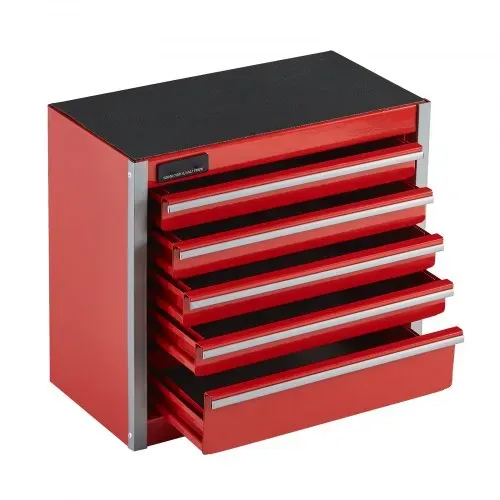 VEVOR Werkzeugkiste 218 x 118 x 205 mm, Werkzeugkasten aus Metall mit 5 Schubladen, Werkzeugkoffer mit EVA-Einlagen und PP-Fußpolstern, robuster Stahl mit Kugellageröffnung und Pulverbeschichtung, rot – Bild 10