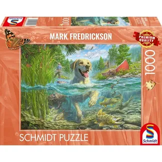 Mark Fredrickson: Hundeliebe – gelber Labrador auf Fischjagd, Puzzle Mark Fredrickson: Hundeliebe – gelber Labrador auf Fischjagd, Puzzle