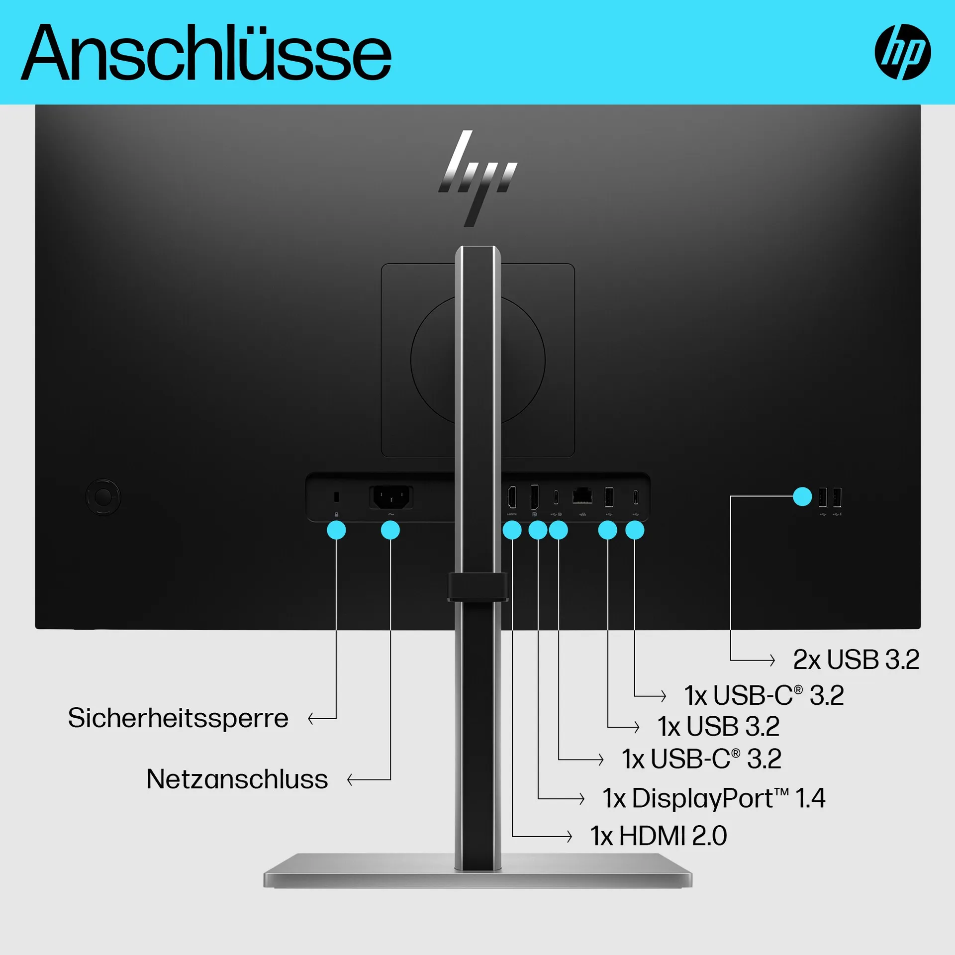 HP E-Series E27k G5 4K USB-C-Monitor – Bild 4