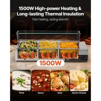VEVOR kommerzieller Speisenwärmer mit Glasabdeckung & 3 Behälter (1/2-Größe) 1,5 kW Buffetwärmer Edelstahl, Buffetbehälter Buffet-Wasserbad Speisenwärmstation für Restaurants Partys Buffets VEVOR kommerzieller Speisenwärmer mit Glasabdeckung & 3 Behälter (1/2-Größe) 1,5 kW Buffetwärmer Edelstahl, Buffetbehälter Buffet-Wasserbad Speisenwärmstation für Restaurants Partys Buffets