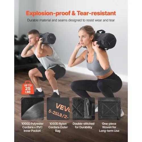 VEVOR Workout-Sandsack, strapazierfähige Powerbags Sandsack-Trainingstasche mit Griffen, verstellbar 2-11 kg für Fitness-Krafttraining, Cross-Training, Fitnessstudio-Übungen, Schwarz (ungefüllt) VEVOR Workout-Sandsack, strapazierfähige Powerbags Sandsack-Trainingstasche mit Griffen, verstellbar 2-11 kg für Fitness-Krafttraining, Cross-Training, Fitnessstudio-Übungen, Schwarz (ungefüllt)