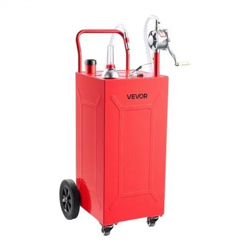 VEVOR 132,5L Kraftstofftrolley Mobile Tankanlage mit Manueller Pumpe Rot, Tragbarer Kraftstoffbehälter für Auto Rasenmäher ATV, Mit 4 Rollen & Ölstandsanzeige, Für Benzin & Diesel, Kohlenstoffstahl – Bild 9