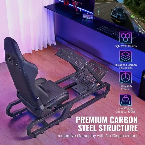 VEVOR Rennlenkradständer für Logitech G923/G920/G29, robustes Fahrsimulator-Cockpit aus Stahl – Thrustmaster T248P, Lenkradhalterung höhenverstellbar und Fußpedalwinkel einstellbar, max. Tragkraft 330 lbs, kompakt – Bild 2