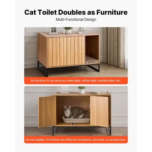 VEVOR Katzenschrank, 800x510x568 mm, Katzentoilette mit Kratzpad & Stauraum, Katzenklo Schrank, Katzenhaus, passend für die meisten Katzentoiletten, für Schlafzimmer & Wohnzimmer – Bild 5