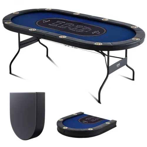 VEVOR Casino Pokertisch Klappbare Tischbeine 2140 x 1070 x 760 mm (L x B x H), Faltbarer Pokertisch, Schwarz & Blau Pokerauflage Klapptisch für 10 Spieler, Pokertisch mit Staubschutzhülle Tragbar VEVOR Casino Pokertisch Klappbare Tischbeine 2140 x 1070 x 760 mm (L x B x H), Faltbarer Pokertisch, Schwarz & Blau Pokerauflage Klapptisch für 10 Spieler, Pokertisch mit Staubschutzhülle Tragbar