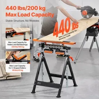 VEVOR 4-in-1-Rollenständer 200 kg, Rollenbock 84–127 cm höhenverstellbar, Arbeitsbock mit Zahnstange & poliertem, multidirektionalem Rollenkopf, für Tischkreissägen-Auslauf, Verlängerungsstütze VEVOR 4-in-1-Rollenständer 200 kg, Rollenbock 84–127 cm höhenverstellbar, Arbeitsbock mit Zahnstange & poliertem, multidirektionalem Rollenkopf, für Tischkreissägen-Auslauf, Verlängerungsstütze