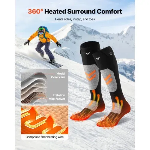 VEVOR Beheizte Socken Unisex, 5000 mAh Akkubetrieben, Wiederaufladbare Heizsocken mit 4 Heizstufen, Fußwärmer mit APP-Steuerung, Ideal für Outdoor, Camping, Wandern, Größe L – Bild 3