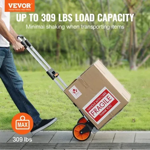 VEVOR Sackkarre Klappbar 140kg Transportkarre aus Aluminiumlegierung und Kunststoff Stapelkarre mit verstellbarem Griff 900-1109mm Faltbarer Trolley inkl. Bindeseil kompakte Größe zum Verstauen VEVOR Sackkarre Klappbar 140kg Transportkarre aus Aluminiumlegierung und Kunststoff Stapelkarre mit verstellbarem Griff 900-1109mm Faltbarer Trolley inkl. Bindeseil kompakte Größe zum Verstauen