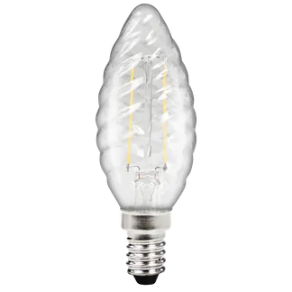 LED Filament Kerzenlampe gedreht McShine “Filed“, E14, 2W, 260 lm, warmweiß, klar LED Filament Kerzenlampe gedreht McShine “Filed“, E14, 2W, 260 lm, warmweiß, klar