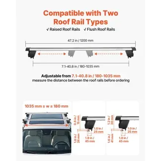 VEVOR 2 x Dachgepäckträger Querträger 75 kg Tragkraft, Abschließbare Dachträger für PKW SUV, Passend für Erhöhte & Bündige Dachreling, 180-1035 mm Relingabstand, für Dachbox Kanu Fahrrad Transportkorb VEVOR 2 x Dachgepäckträger Querträger 75 kg Tragkraft, Abschließbare Dachträger für PKW SUV, Passend für Erhöhte & Bündige Dachreling, 180-1035 mm Relingabstand, für Dachbox Kanu Fahrrad Transportkorb