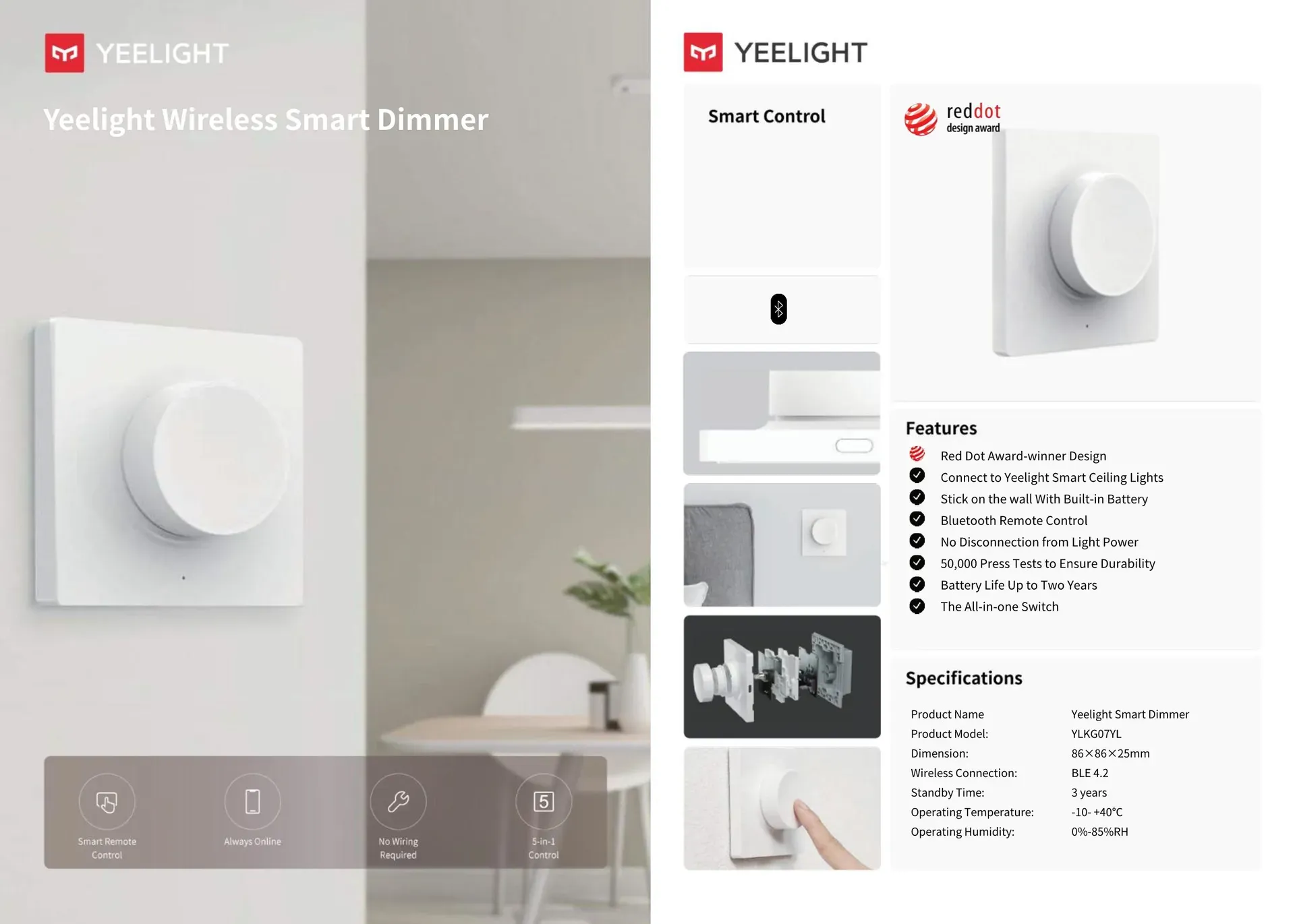 Yeelight Wireless Smart Dimmer – LED Produkt Yeelight Wireless Smart Dimmer – LED Produkt