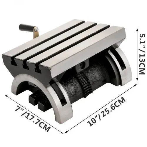 VEVOR Schwenkbarer Frästisch, 25.4x17.8 cm(10 x 7 Zoll), Schwenkwinkel-Fräsmaschine, 0 – 80 °, verstellbare Schwenkwinkelplatte mit 3 T-Nuten und einer verstellbaren Kurbel, robuste Schwenk-Fräsmaschine zum Schleifen – Bild 7