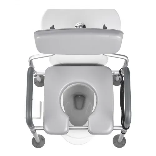 VEVOR Nachttoilettenstuhl 227 kg belastbar, Toilettensitzerhöhung mit gepolsterter Sitzfläche & Rückenlehne, abnehmbarer 5 L Eimer, Toilettenstuhl (Höhe und Breite einstellbar) für Erwachsene – Bild 8