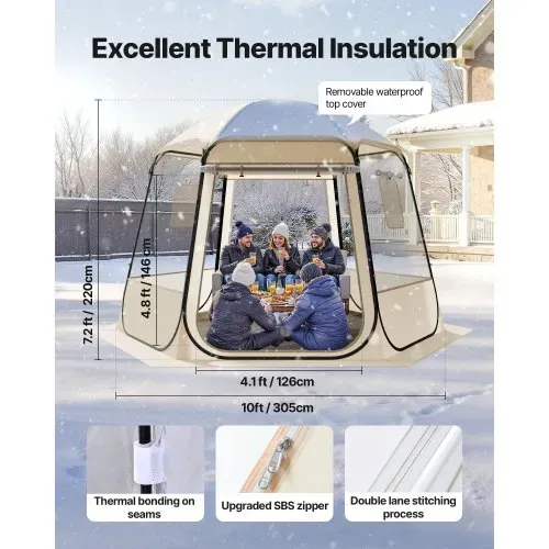 VEVOR Pop-up-Bubble-Zelt, 305 x 275 x 220 cm, transparentes Campingzelt, Garten-Kuppel-Iglu-Zelt mit Fenstern, Sportzelt, 540°-Panoramablick, für 4–8 Personen, Terrasse, Hinterhof – Bild 4
