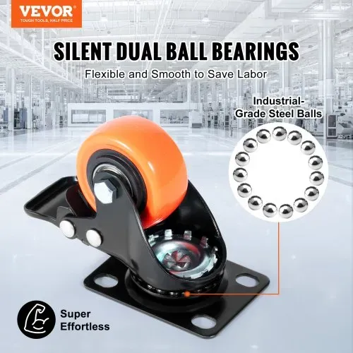 VEVOR Möbelrollen 4er-Set Lenkrollen PVC φ50,8mm Laufrollen 272kg Tragfähigkeit Transportrollen mit Doppelkugellagern Kastenrollen 360° Drehbar Schwerlastrollen für Häusern Büros Studios Fabriken VEVOR Möbelrollen 4er-Set Lenkrollen PVC φ50,8mm Laufrollen 272kg Tragfähigkeit Transportrollen mit Doppelkugellagern Kastenrollen 360° Drehbar Schwerlastrollen für Häusern Büros Studios Fabriken